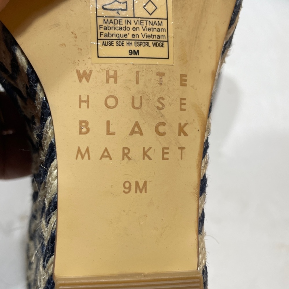 White House Black Market Navy Suede Wedge Sandals in size 9 - Picture 7 of 8
